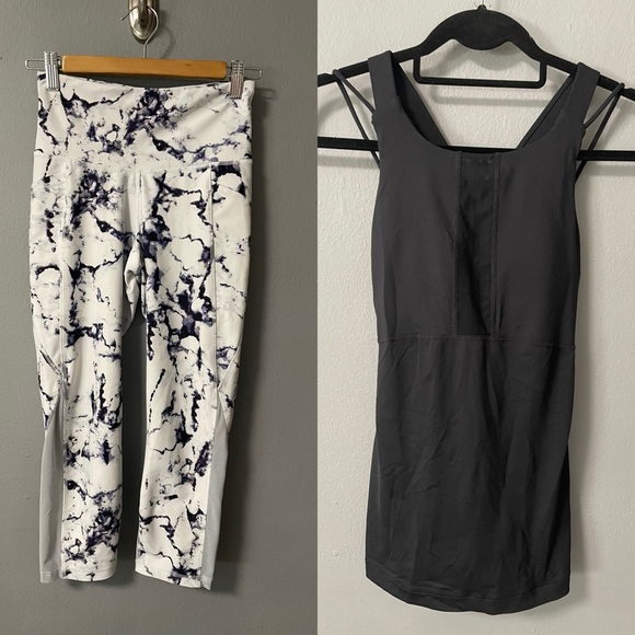 Old Navy Active Powersoft Print Crop Leggings in Small. GapFit Strappy Top in XS - Picture 1 of 16